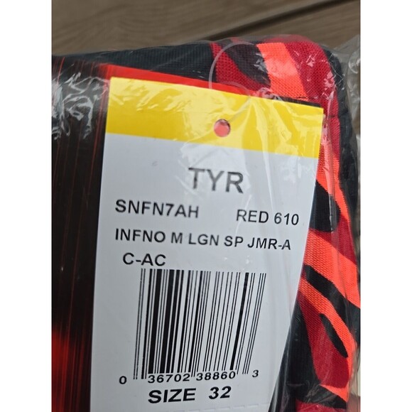 TYR Durafast Elite Inferno Red/black Splice Drawstring Swim Jammer Size 32 New - Picture 3 of 3
